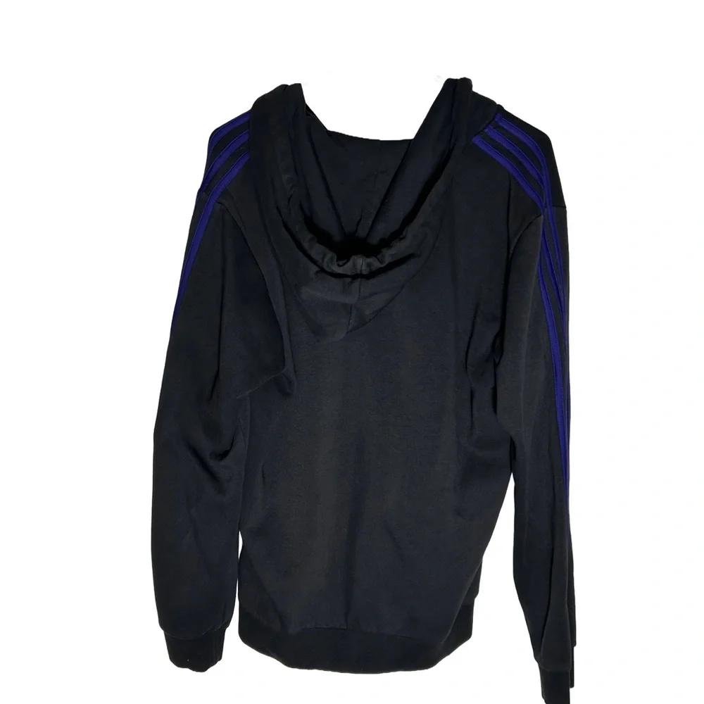 Adidas Black Zip-Up Hoodie with Purple Detail‎